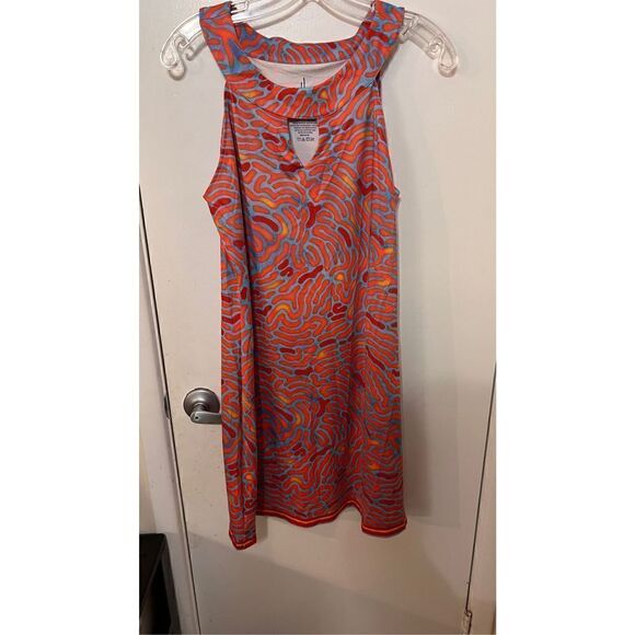 Guy Harvey Women's Printed Sleeveless Halter Mini Dress Red Orange Size Medium - Picture 2 of 7